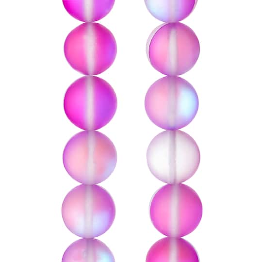 12 Pack: Matte Purple Opal Glass Round Beads, 10mm by Bead Landing™